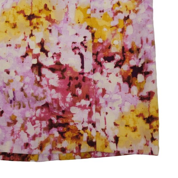 Ann Taylor Loft Floral Petite Pencil Skirt Womens 0P Lined Side Zip Pink Yellow - Picture 12 of 16